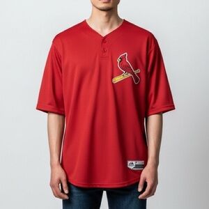 St Louis Cardinals Men’s L Red Majestic 1/4 Zip‎ Short Sleeve Pullover